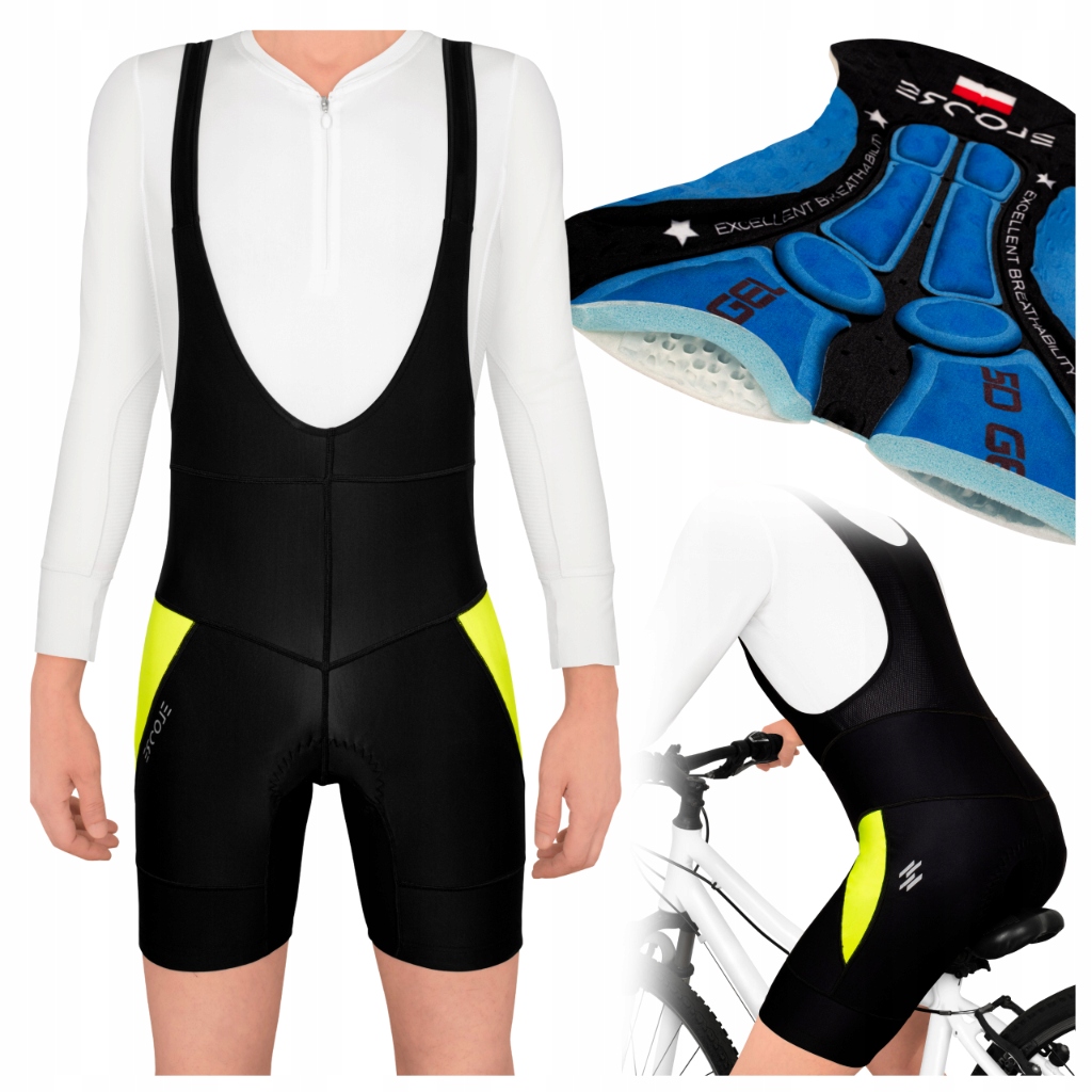 Kraťasy na kolo s ramenními popruhy a gelovou cyklistickou vložkou 3XL