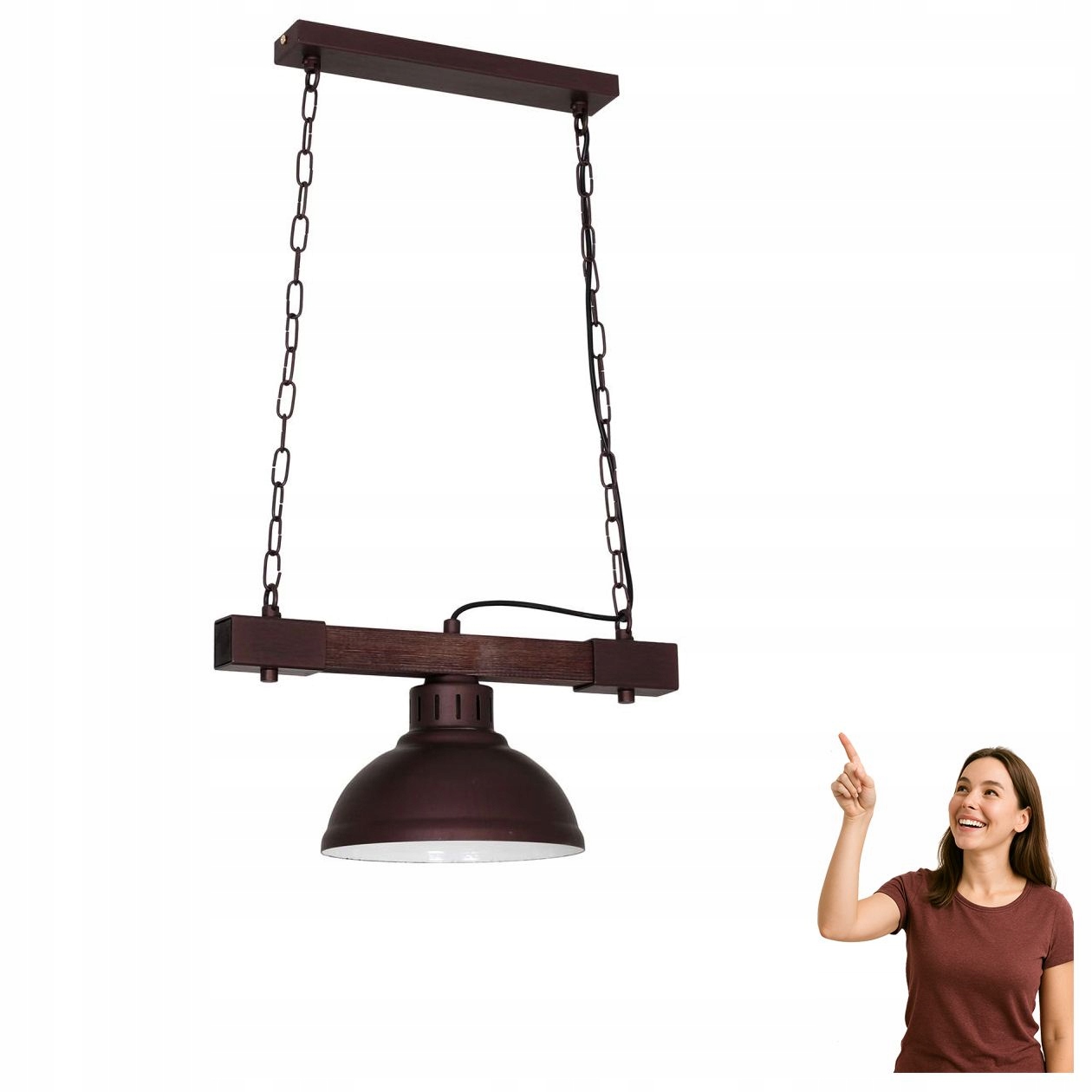 Závesná lampa na drevenom nosníku Hakon 9052 Luminex