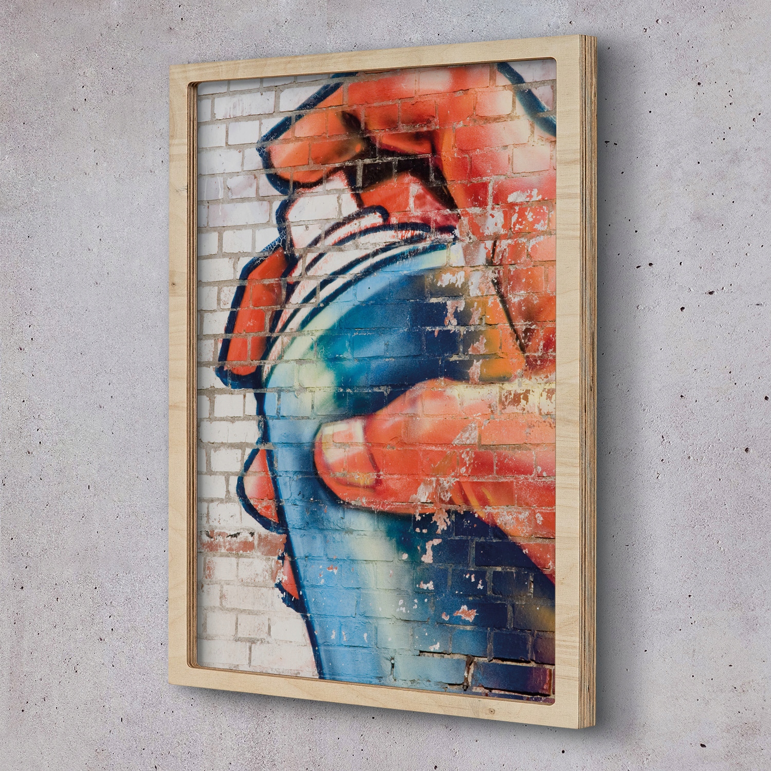 Obraz v dřevěném rámu Graffiti zeď ruka 55x75
