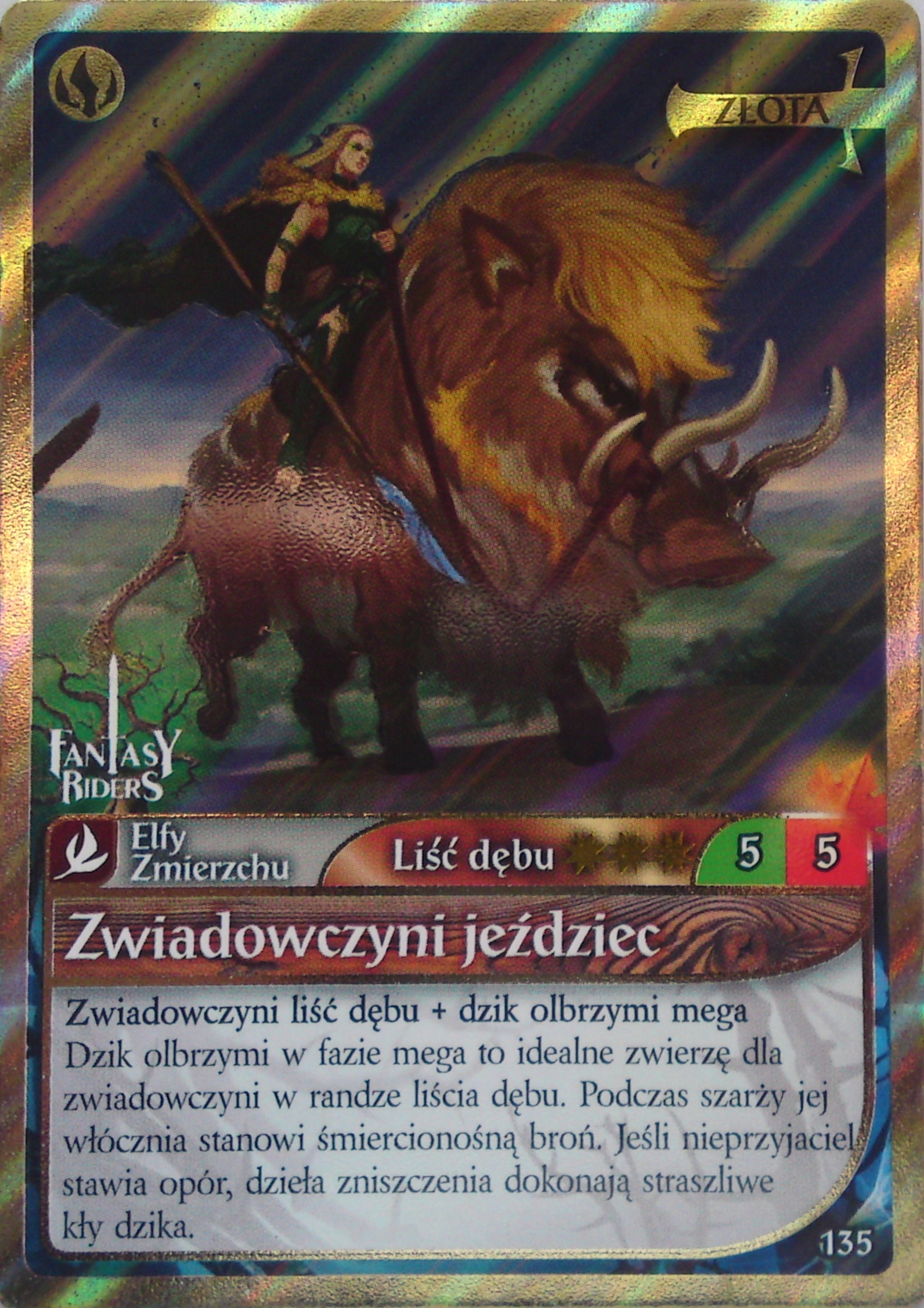Panini Fantasy Riders Elfy Zmierzchu Zwiadowczyni jeździec Liść dębu 135