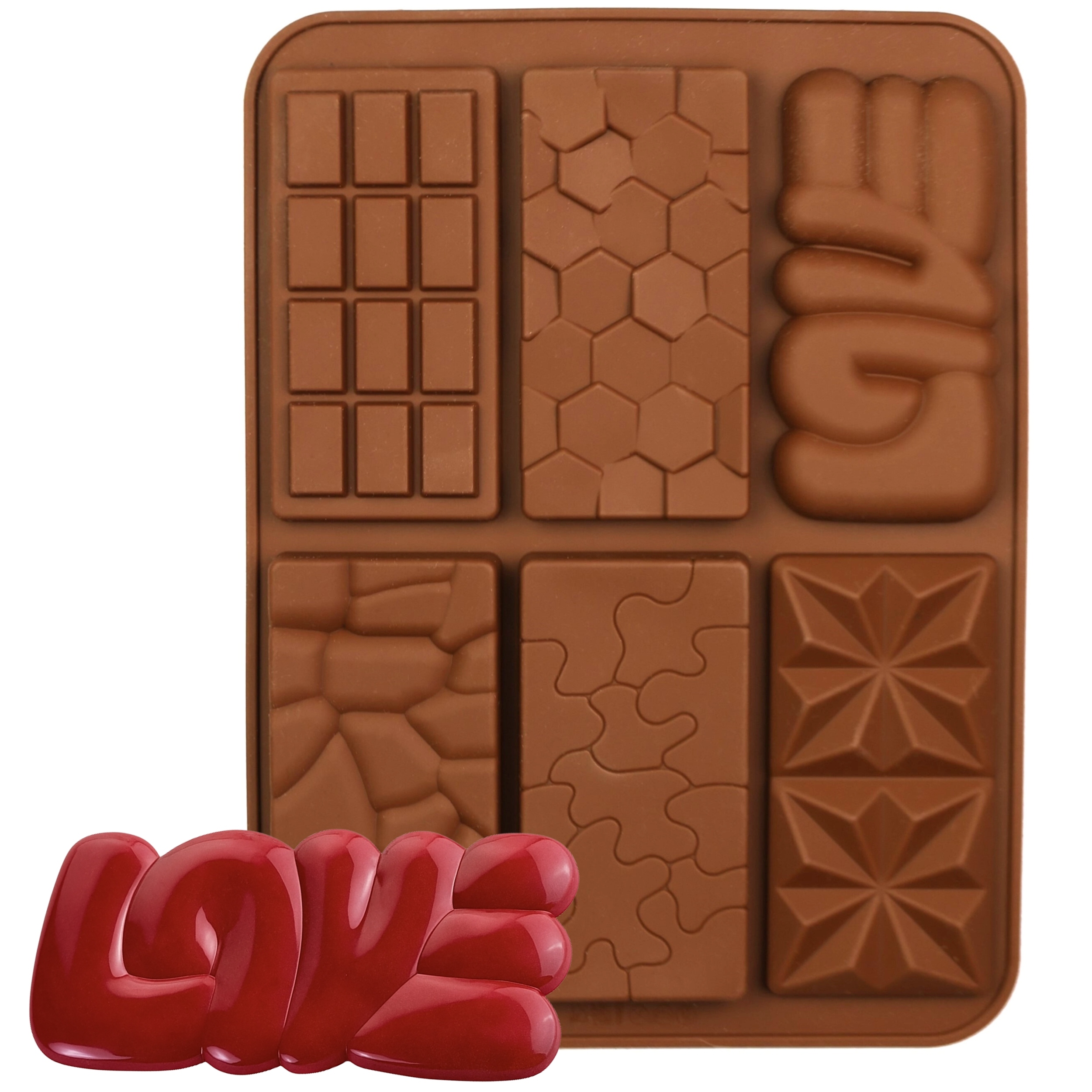 Levně Velká Forma Na Čokoládu 6 Mini Tabulek Nápis Love
