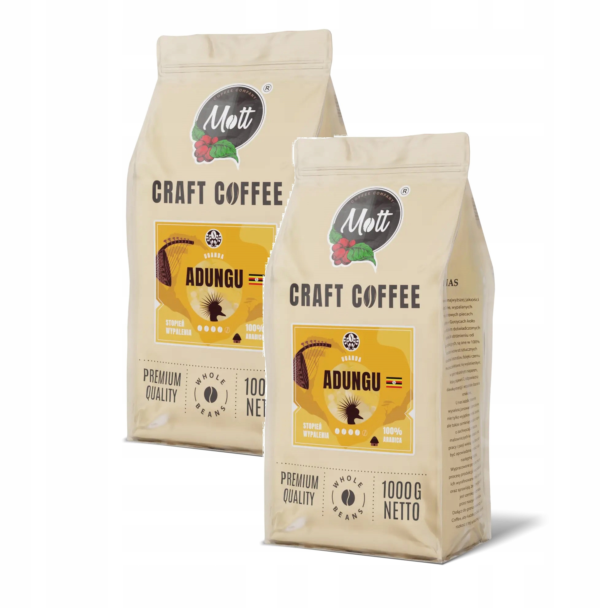 Levně Káva zrnková 2x1 kg Afrika Uganda Adungu Do Kávovaru Mott Coffee