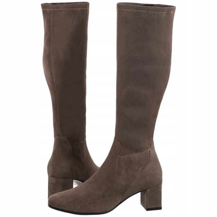 Boty Damskei Kozačky na Podpatku Caprice Béžové 9-25547-41 Cafe Stretch