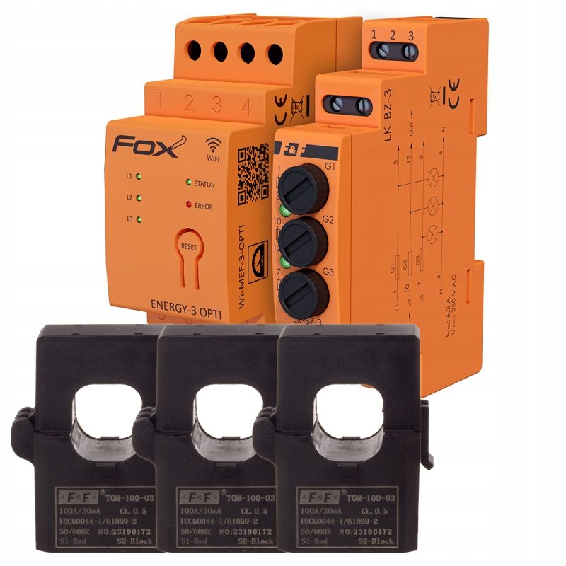 Zestaw: monitor zużycia energii MEF-3-OPTI-100 z lampką LK-BZ-3 F&f Fox