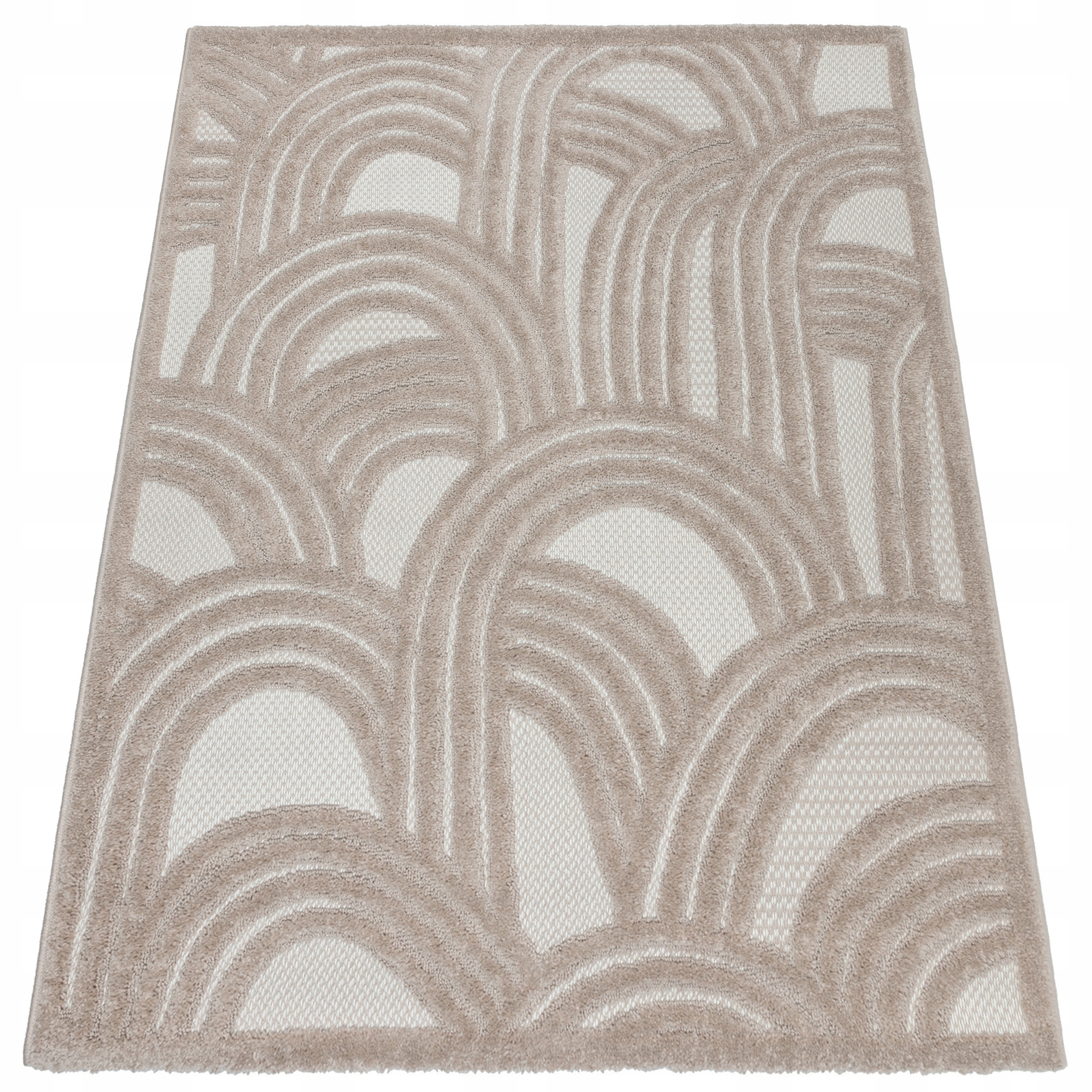 Koberec do obývačky béžový dvojúrovňový originálny 3D vzor 120x170cm moderný