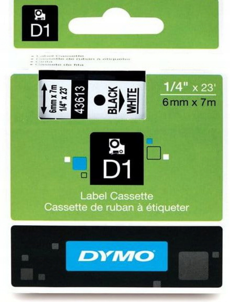 Páska pro ruční tiskárnu Samolepka 6 mm x 7 m Barvy Černá Bílá Dymo