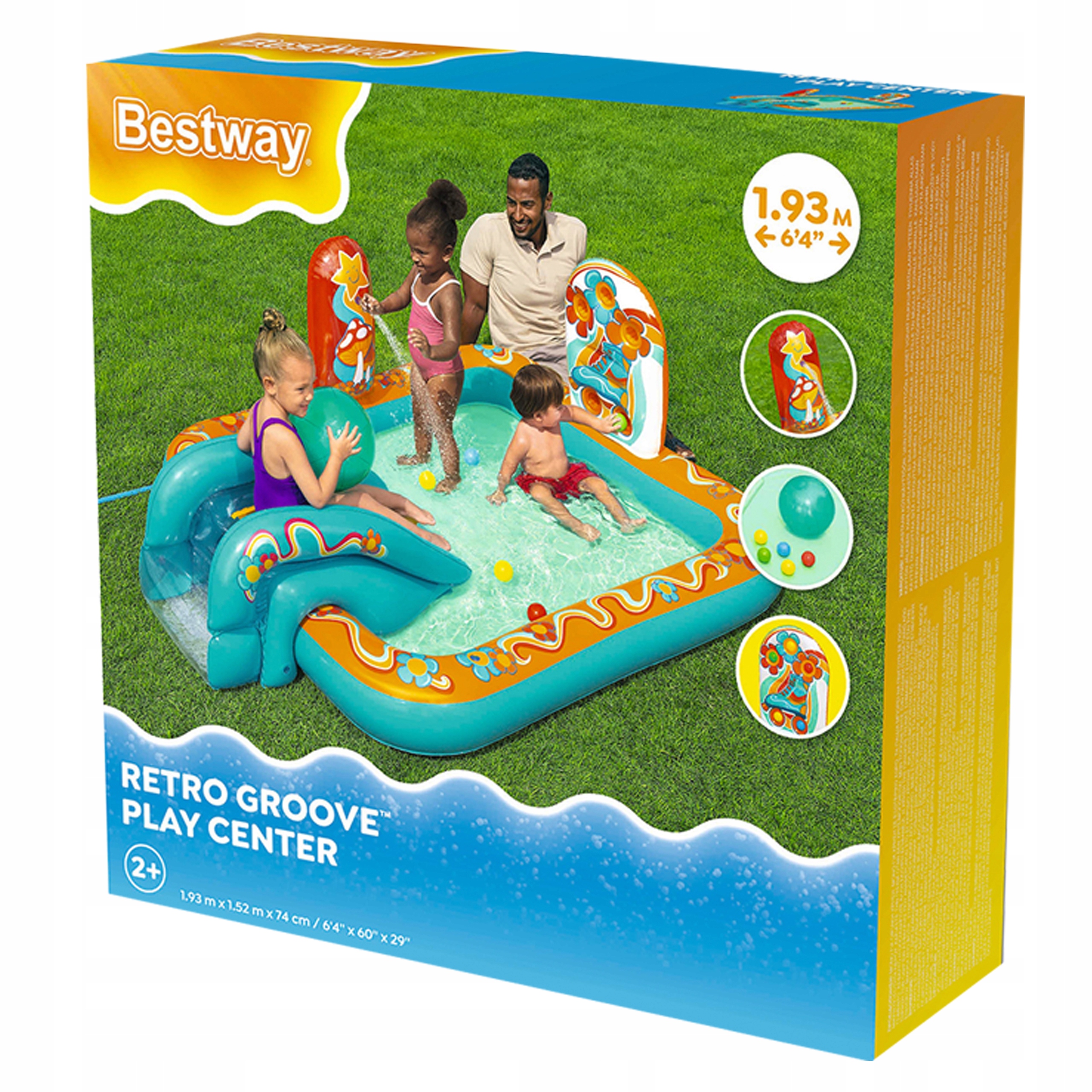 Nafukovací Dětské Hřiště Skluzavka Postřikovač Plážový Míč Bestway 53164