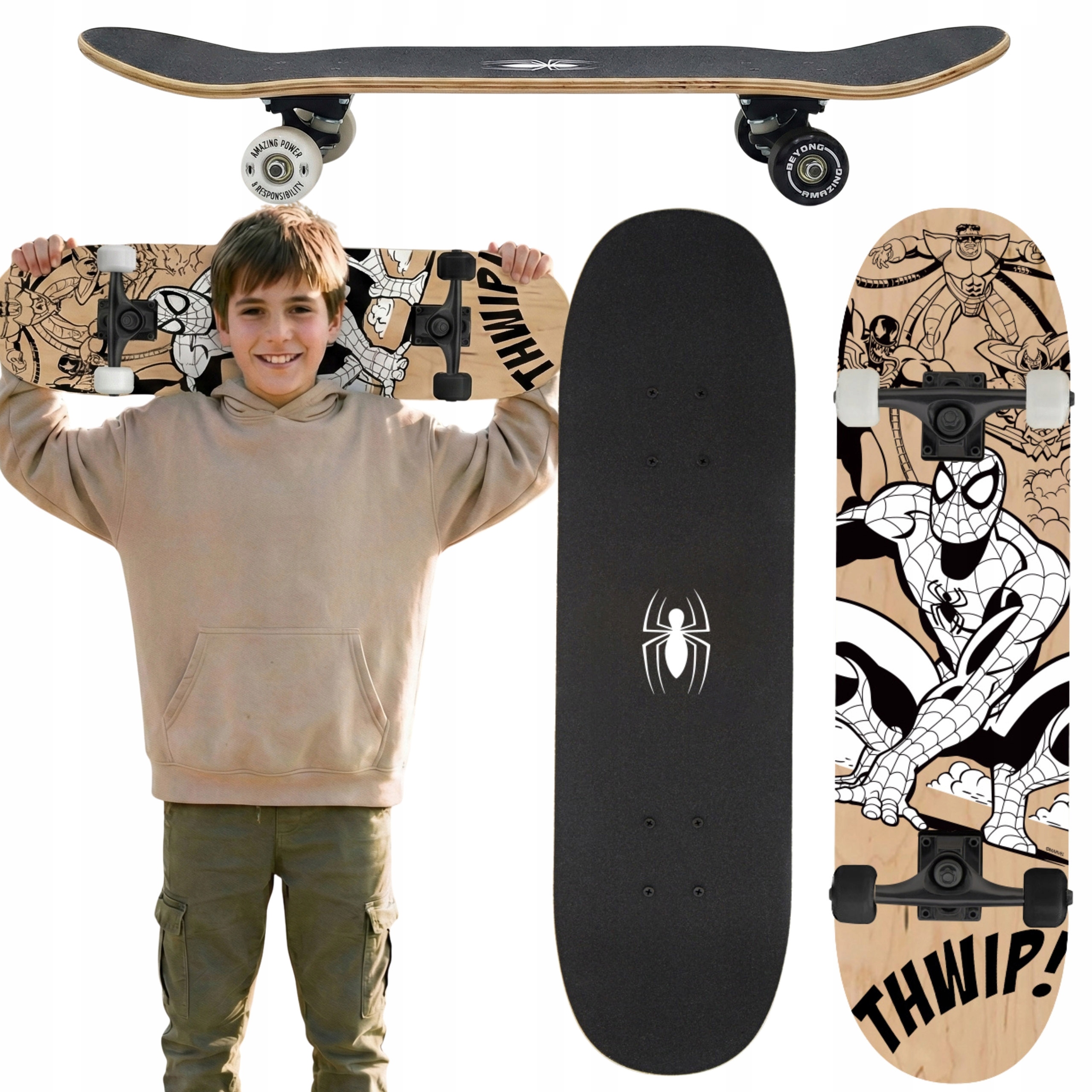 Marvel Spider-Man Młodzieżowa deskorolka Duża 79cm deska do 100 kg