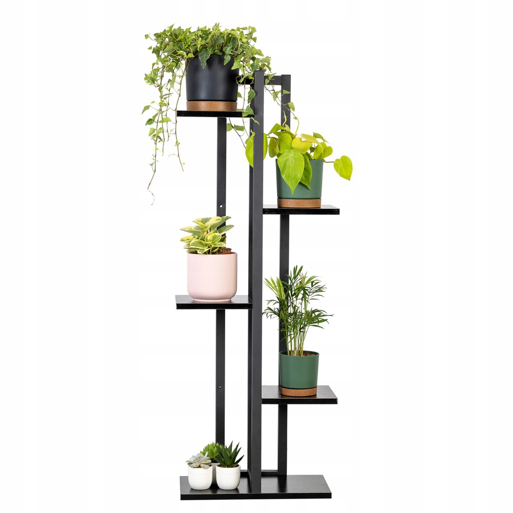 Univerzálny stojan na kvety Tower čierny, 5-úrovňový kvetinový záhon