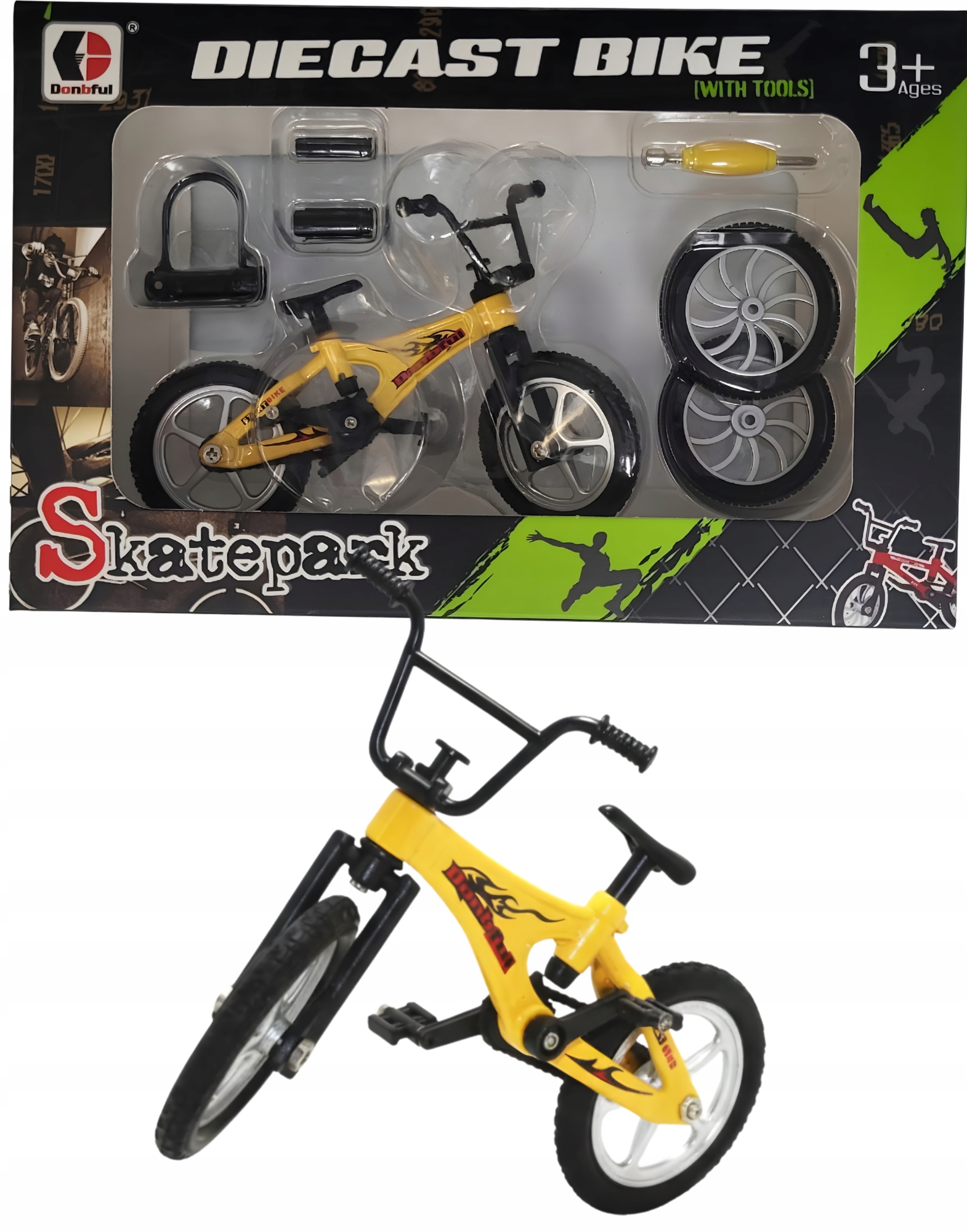 Mini rower fingerbike żółty z akcesoriami FB-08-A – Kompaktowy model do mini skateparku