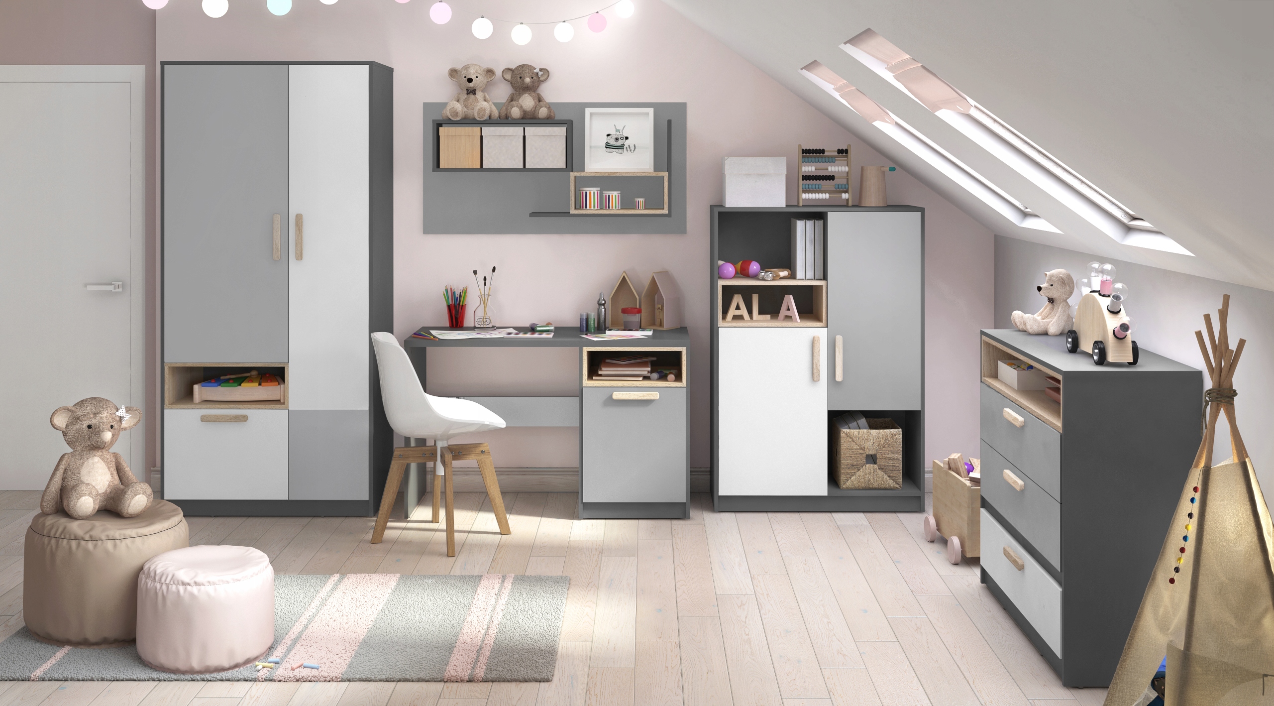 Łóżko z dostawką POKÓJ DZIECIĘCY/ NOWOCZESNE Marka Lenart