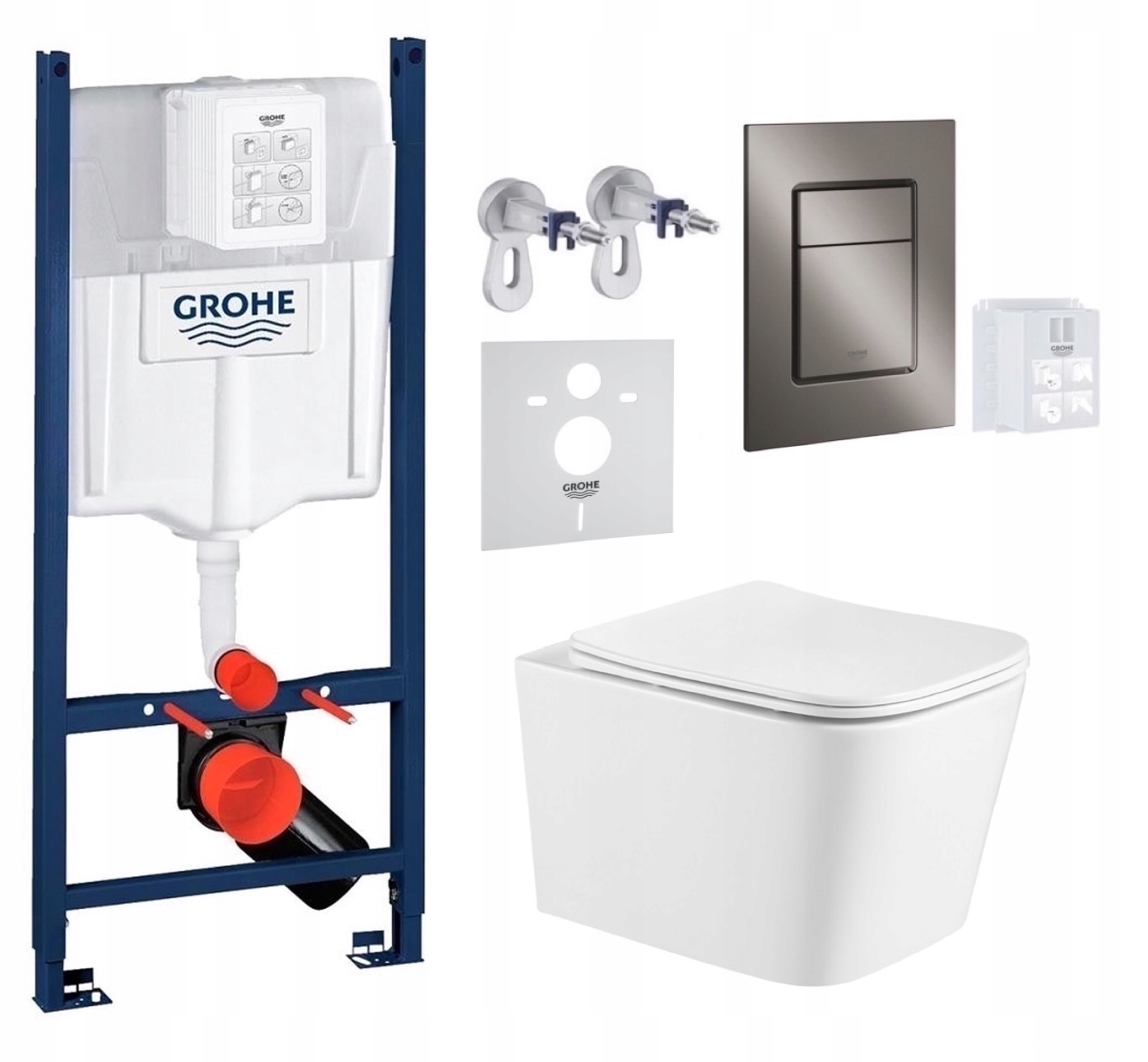 Wc rošt Grohe Rapid Sl s Wc misou Alba a tlačidlom, brúsený grafit