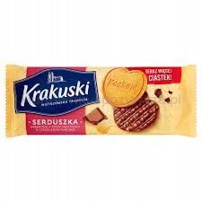 Levně Krakuski Sušenky Srdíčka v mléčné čokoládě 171 g