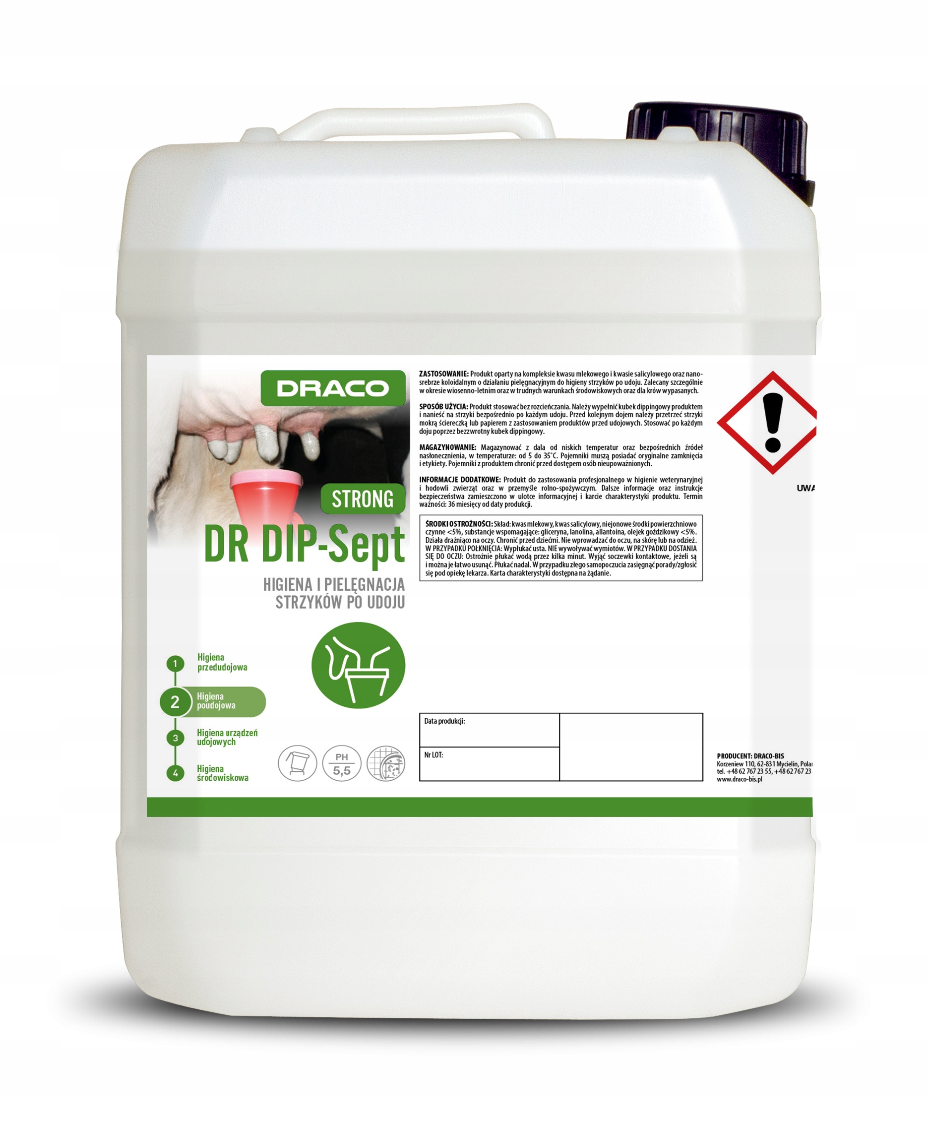 Draco Dr Dip-sept Strong 20KG Péče O Hygienu Stříkaček Po Dojení