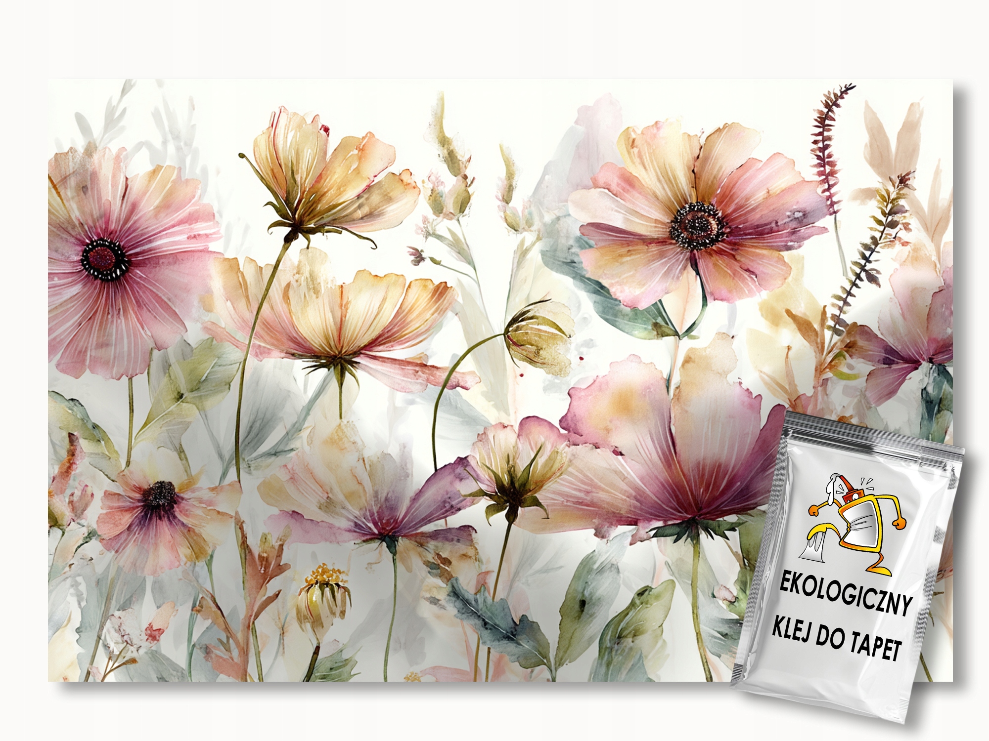 Fototapeta Flizelina Akvarel Zahrada Louka Klomb Růžové Květy 400x280 155g