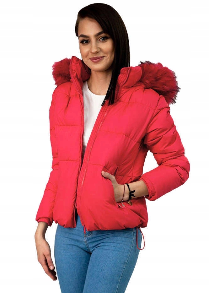 Krátká Prošívaná Bunda 7694 Červená M (38)