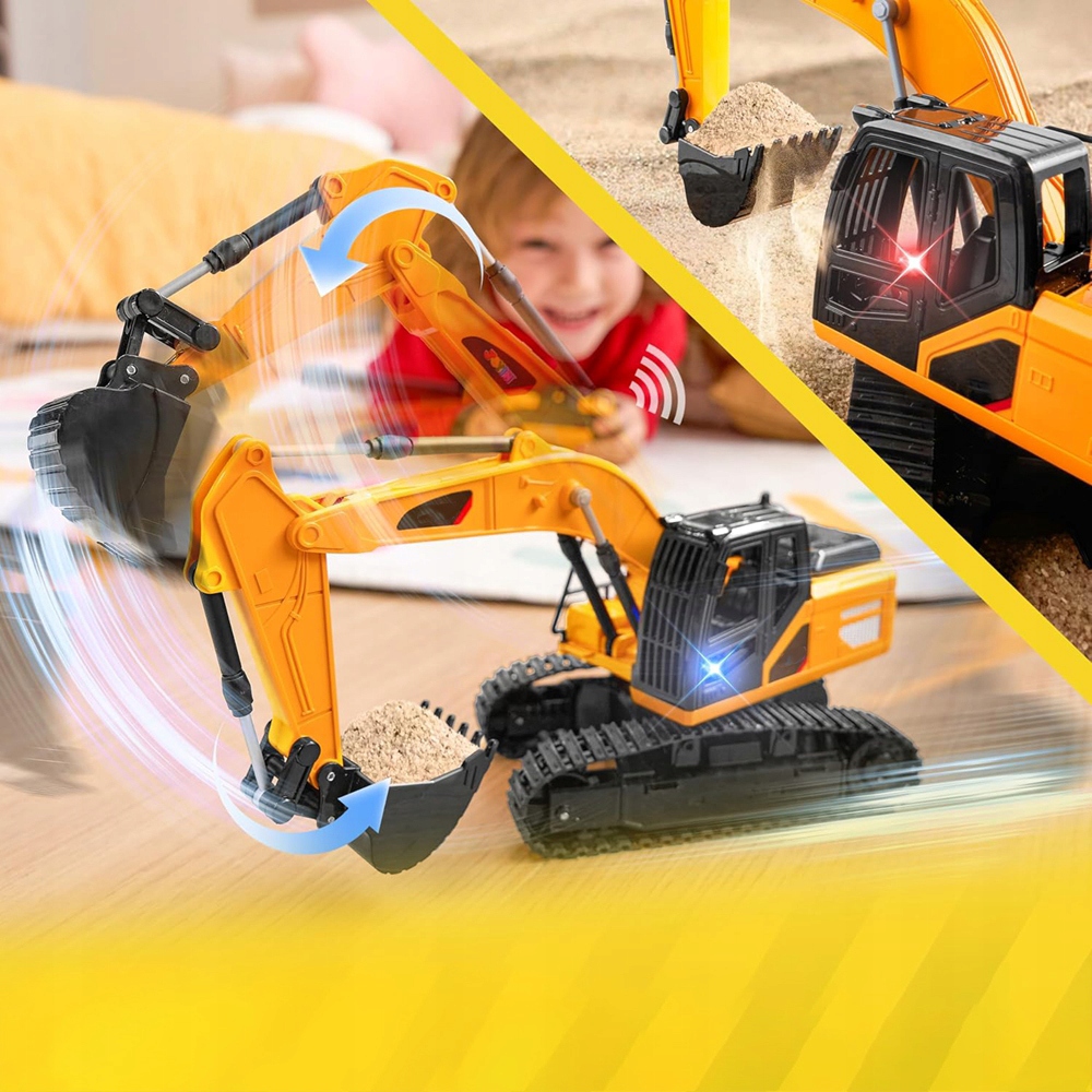 ZDALNIE STEROWANA KOPARKA NA PILOT ŁYŻKĄ Z ŚWIATŁO LED ZABAWKA DLA DZIECI Marka bez marki