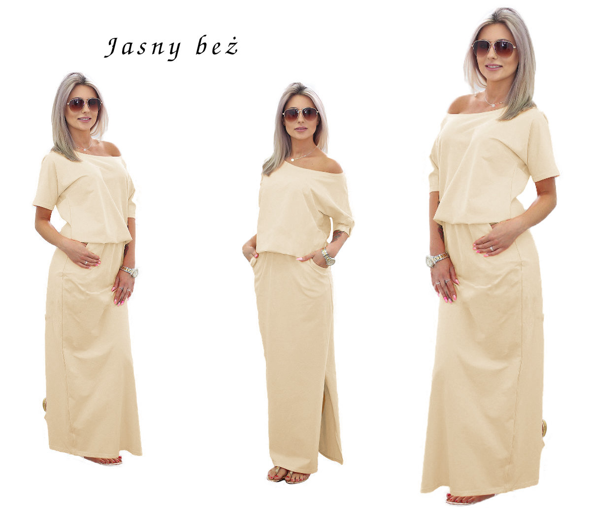 M815 DŁUGA sukienka MAXI kieszenie Marka inna