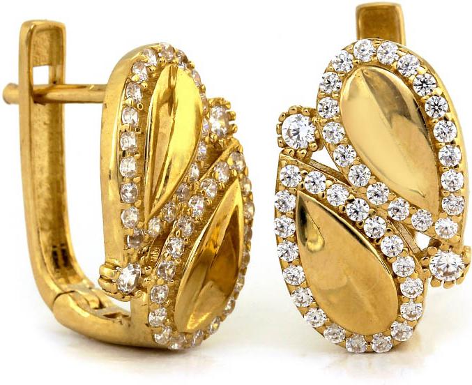 Zlaté oválné náušnice 585 elegantní podlouhlé anglické 3,18 g pro ni