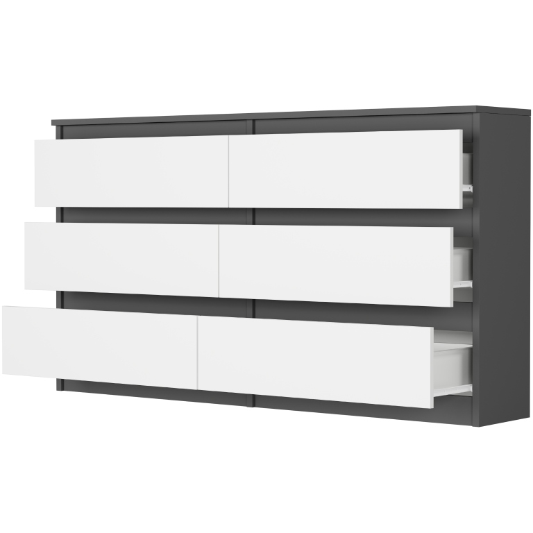 KOMODA 140 CM SZAFKA 6 SZUFLAD PRODUCENT PL R-140 ANTRACYT MIX