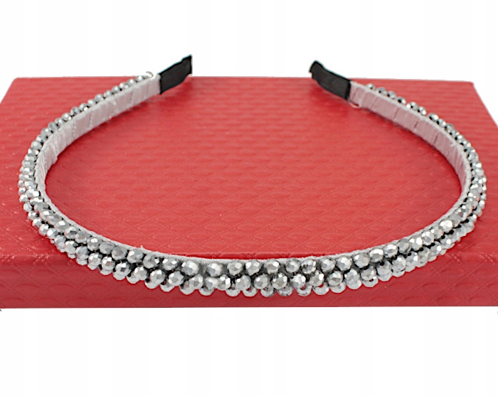 OPASKA DO WŁOSÓW SZKLANE KRYSZTAŁKI SREBRNA