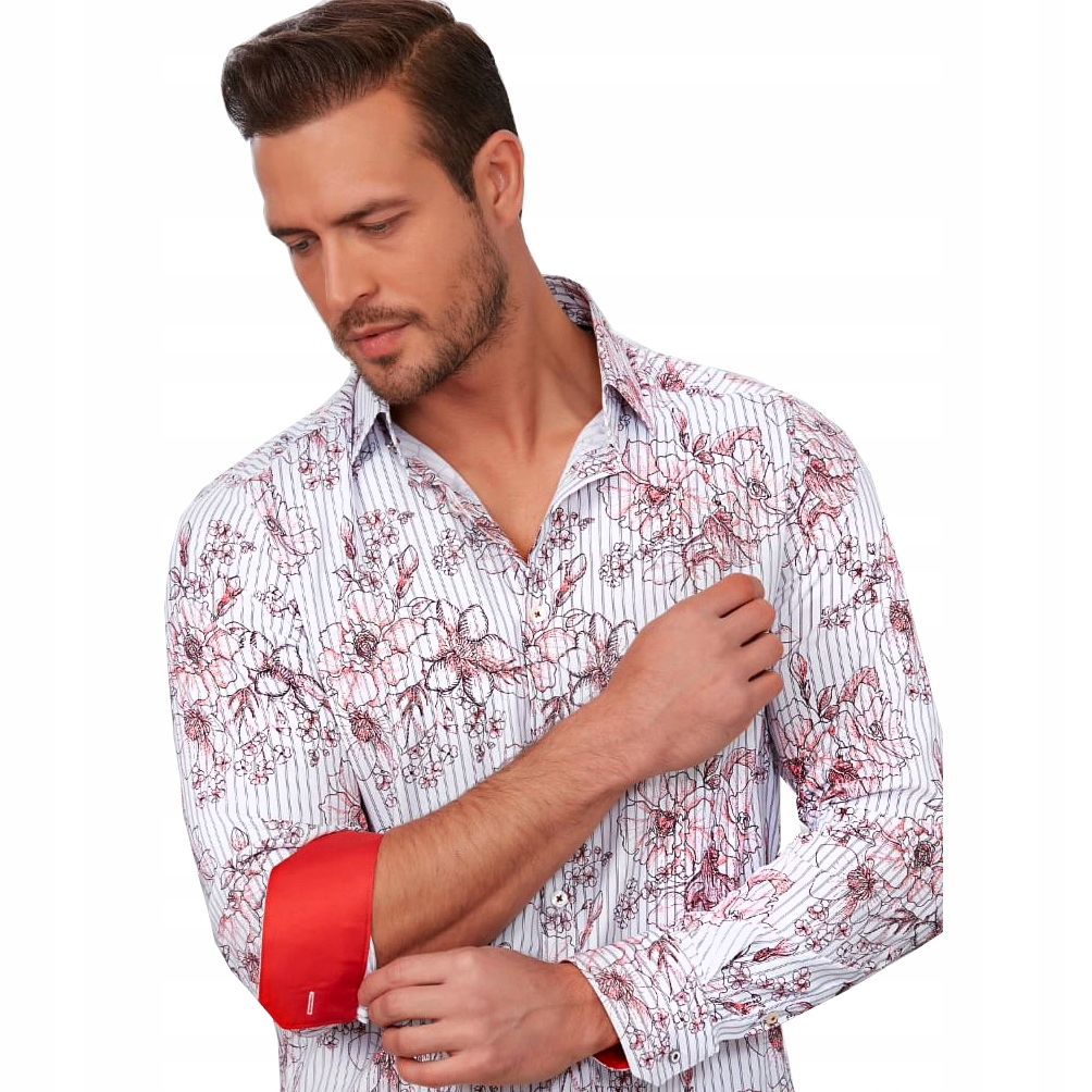 Pánská košile Mondo Květiny Casual Žebrovaná