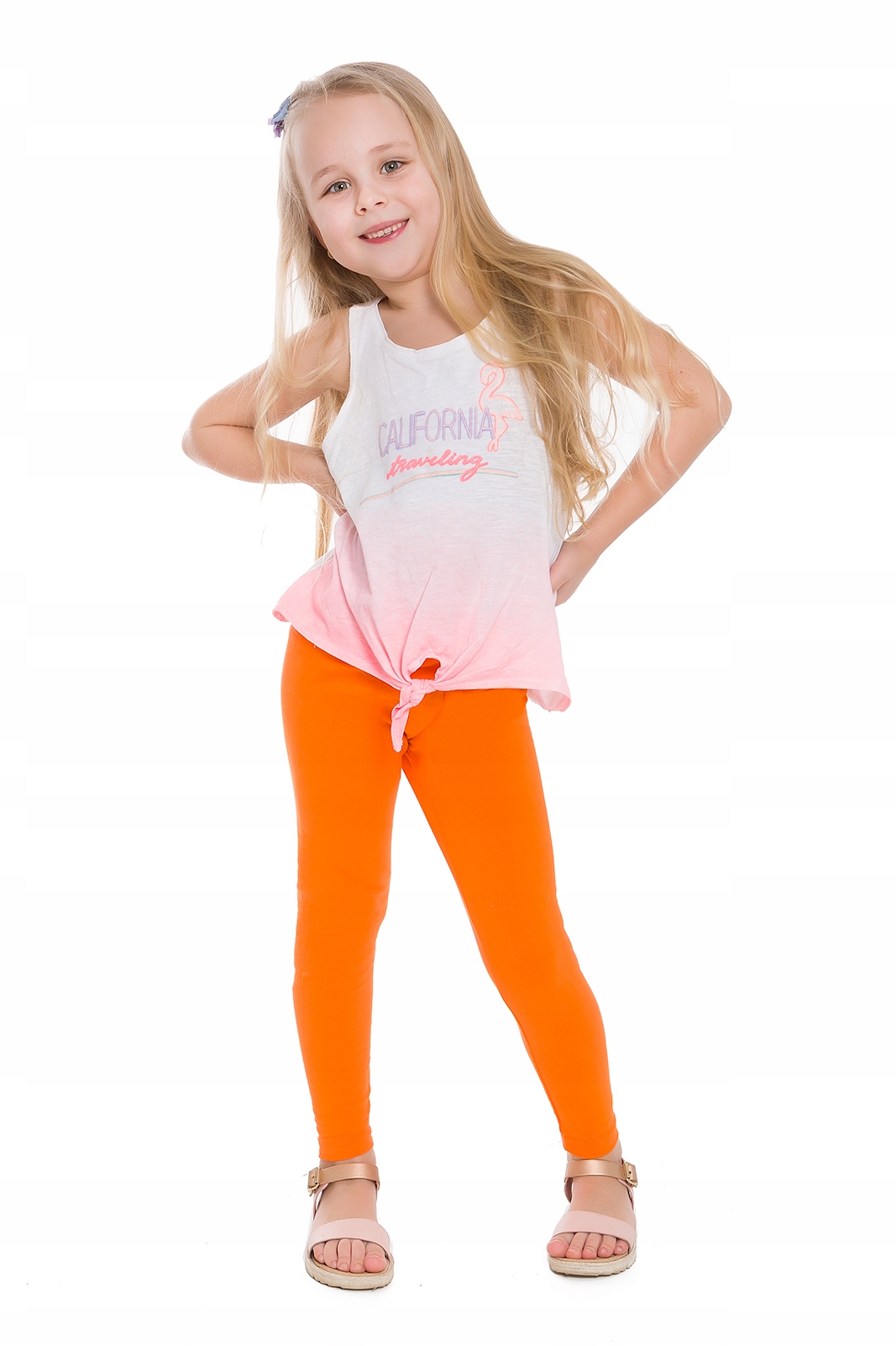 LEGGINSY DZIECIĘCE BAWEŁNIANE GETRY POMARAŃCZ 92