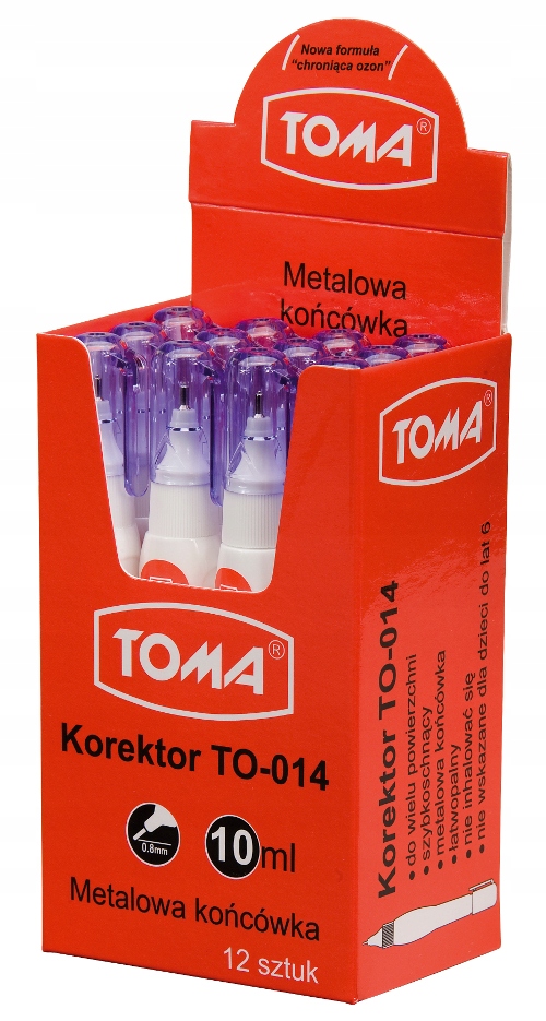KOREKTOR W DŁUGOPISIE PIÓRZE PŁYNIE 10ml TOMA Kod producenta 5901133014016