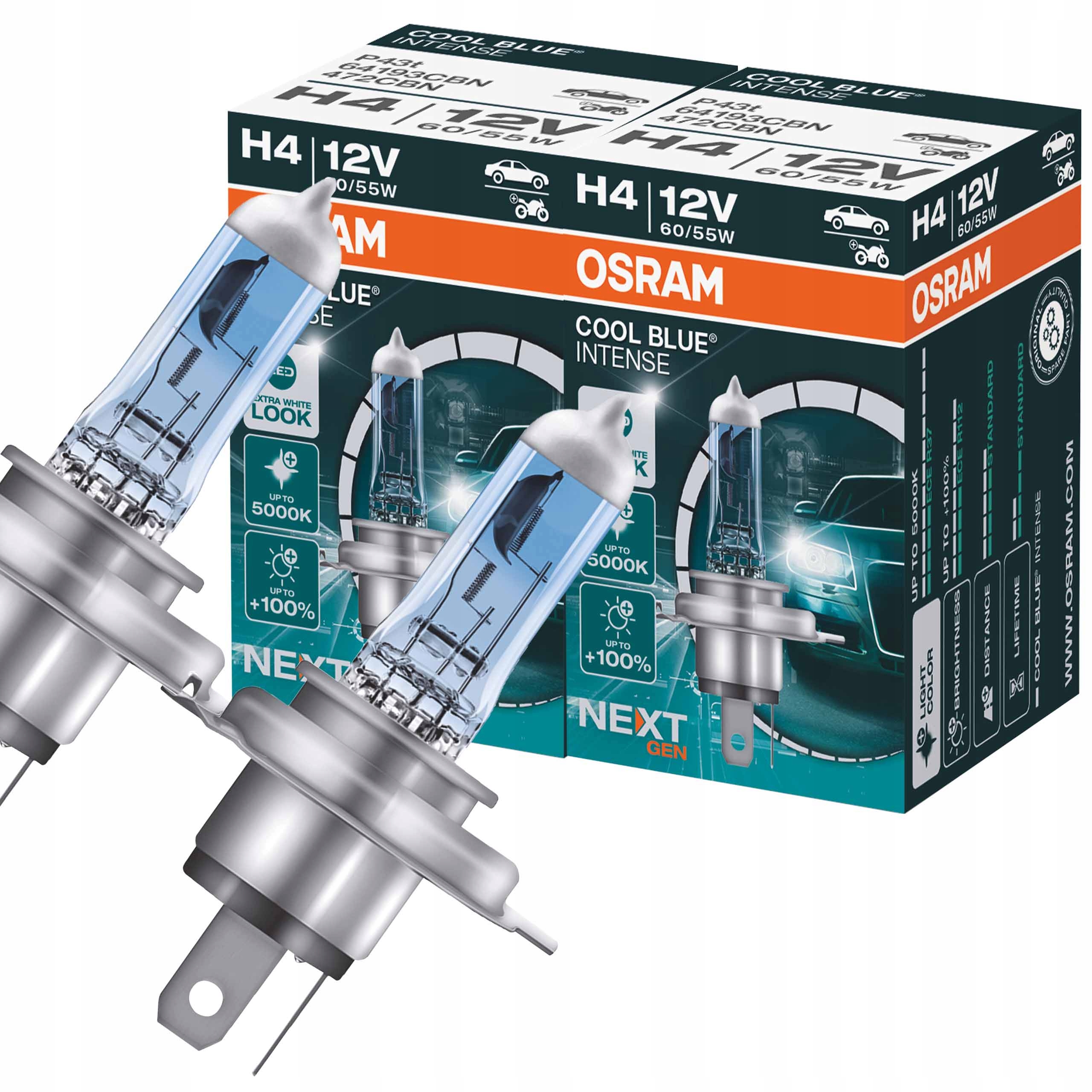

2X Osram Żarowka H4 12V 60/55 P43 Coolblue Nextgen