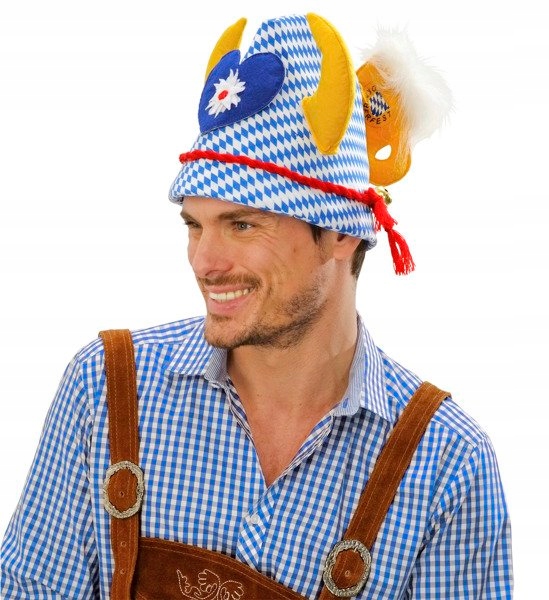 CZAPKA BAWARSKA KAPELUSZ OKTOBERFEST Z ROGAMI Marka Widmann