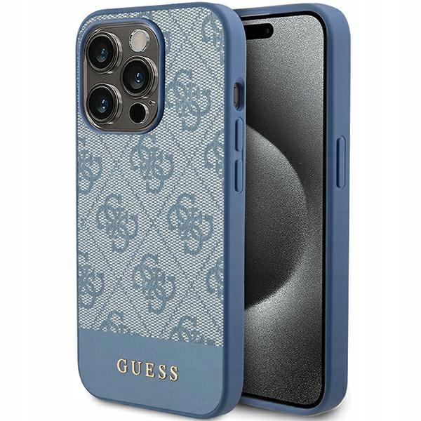 Pouzdro Guess pro iPhone 15 Pro 6.1" modré 4G Stripe Collection