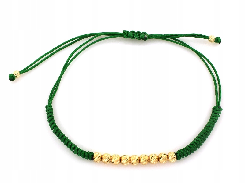 

Złota bransoletka 585 sznurkowa z kuleczkami