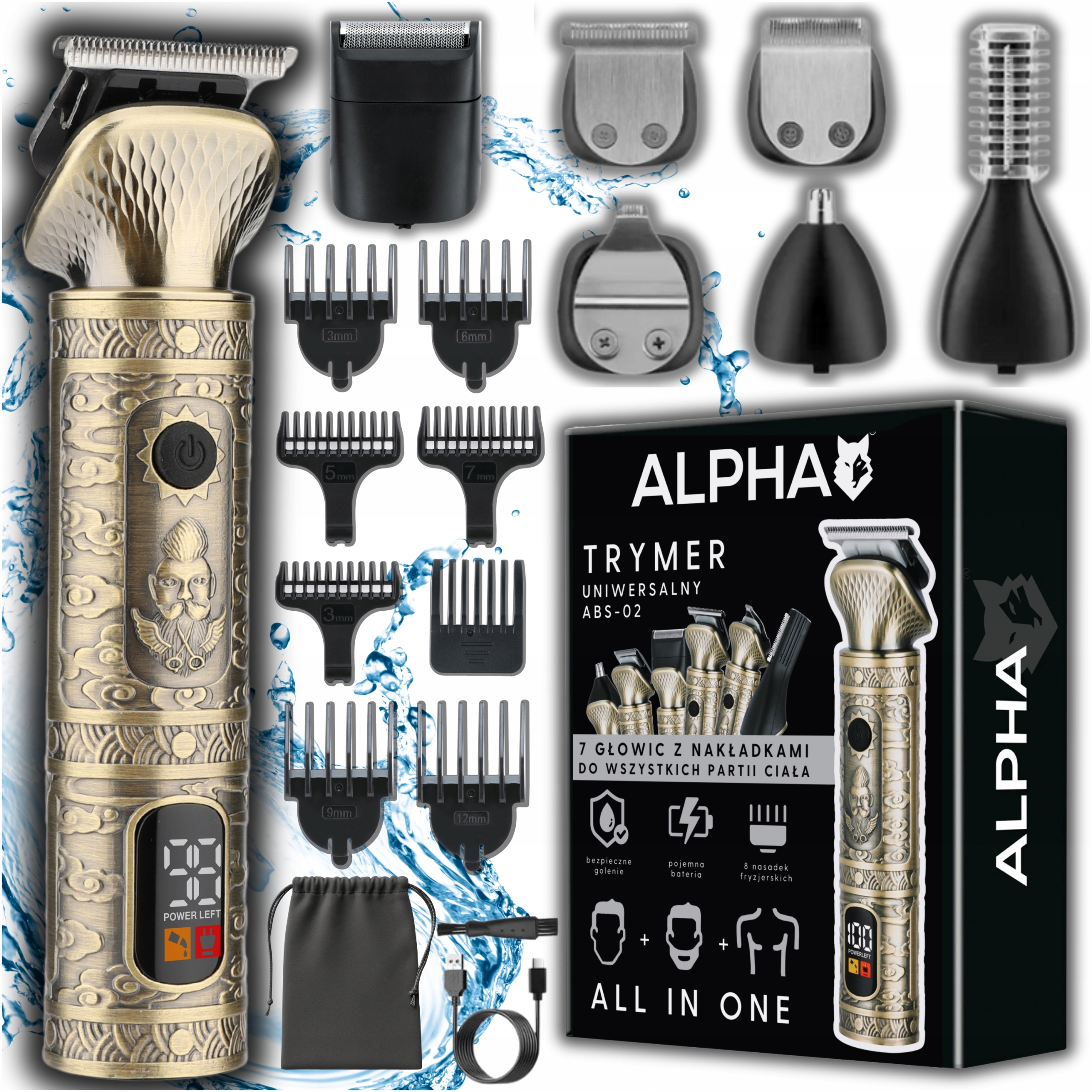 Maszynka Do Strzyżenia Włosów, Brody 7W1 Trymer Do Nosa Golarka Alpha