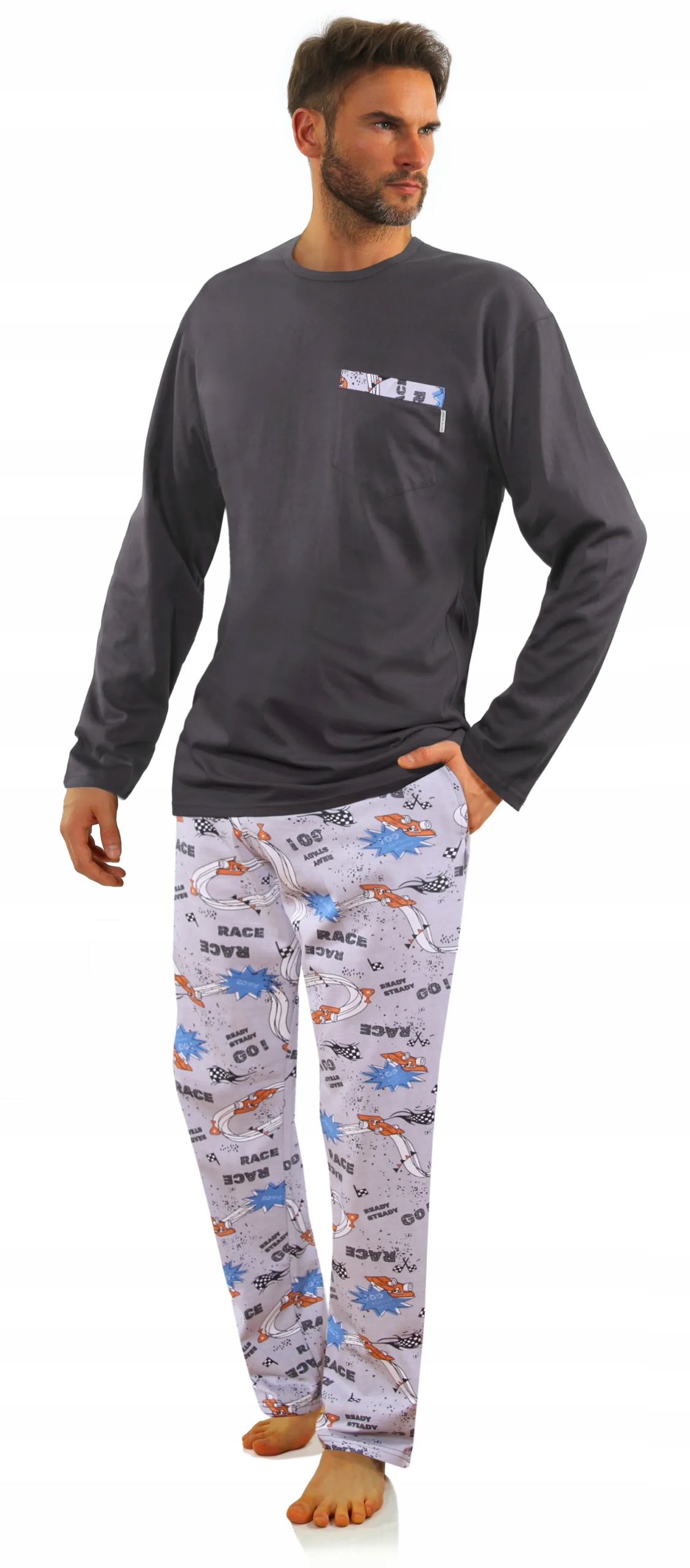 Sesto Senso Pánské dlouhé pyžamo 2660/09 Grafit 4XL