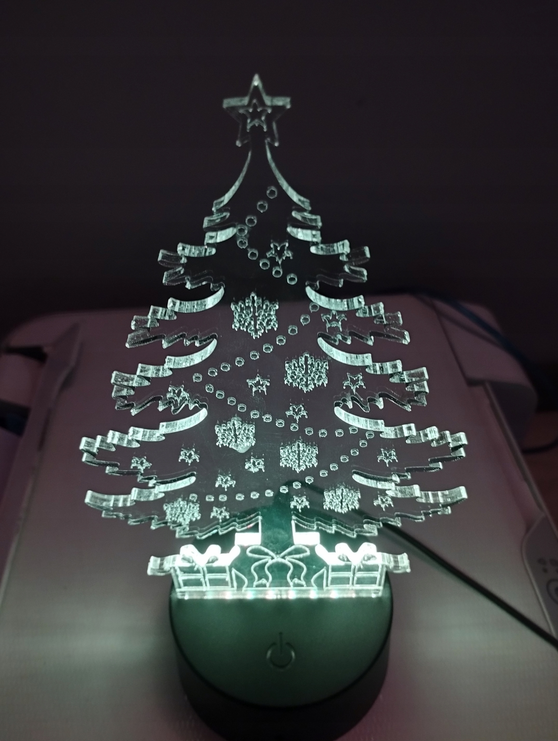 Choinka lampka led 3d akryl pilot 7kolorów