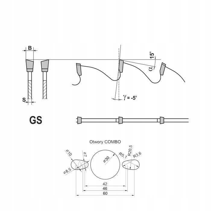 MITER 2 -WOOD- 0305X30X3,2/2,0/72Z GS COMBO - PIŁA/TARCZA Z PŁYTKAMI HM DO Kod producenta PS602-0305-0002