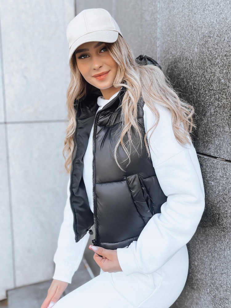 KAMIZELKA DAMSKA BEZRĘKAWNIK Z KAPTUREM roz. L Kolor czarny