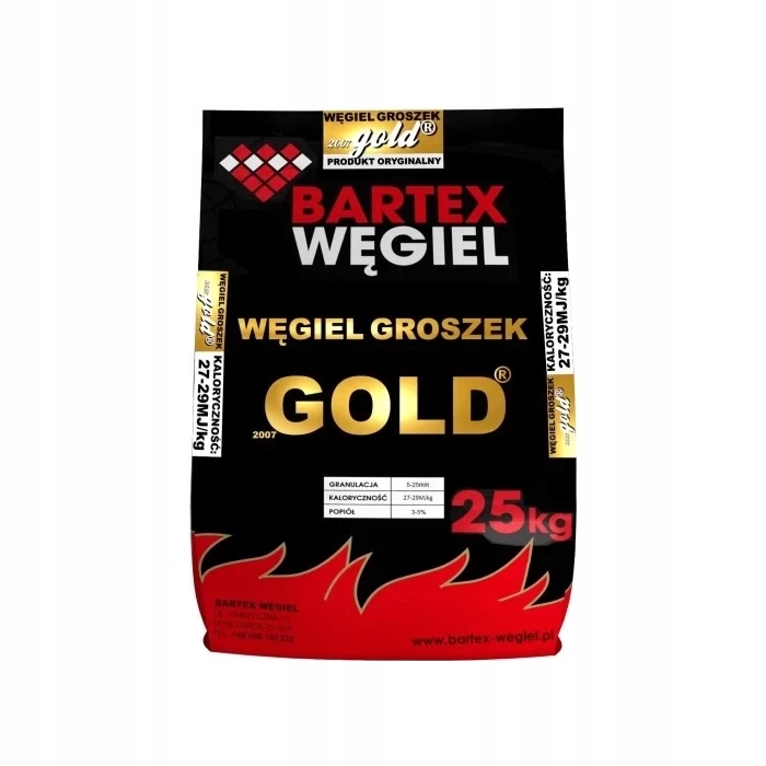 Węgiel Bartex Gold worek 1 Tona Wysoka Kaloryczność 27 29 MJ/kg