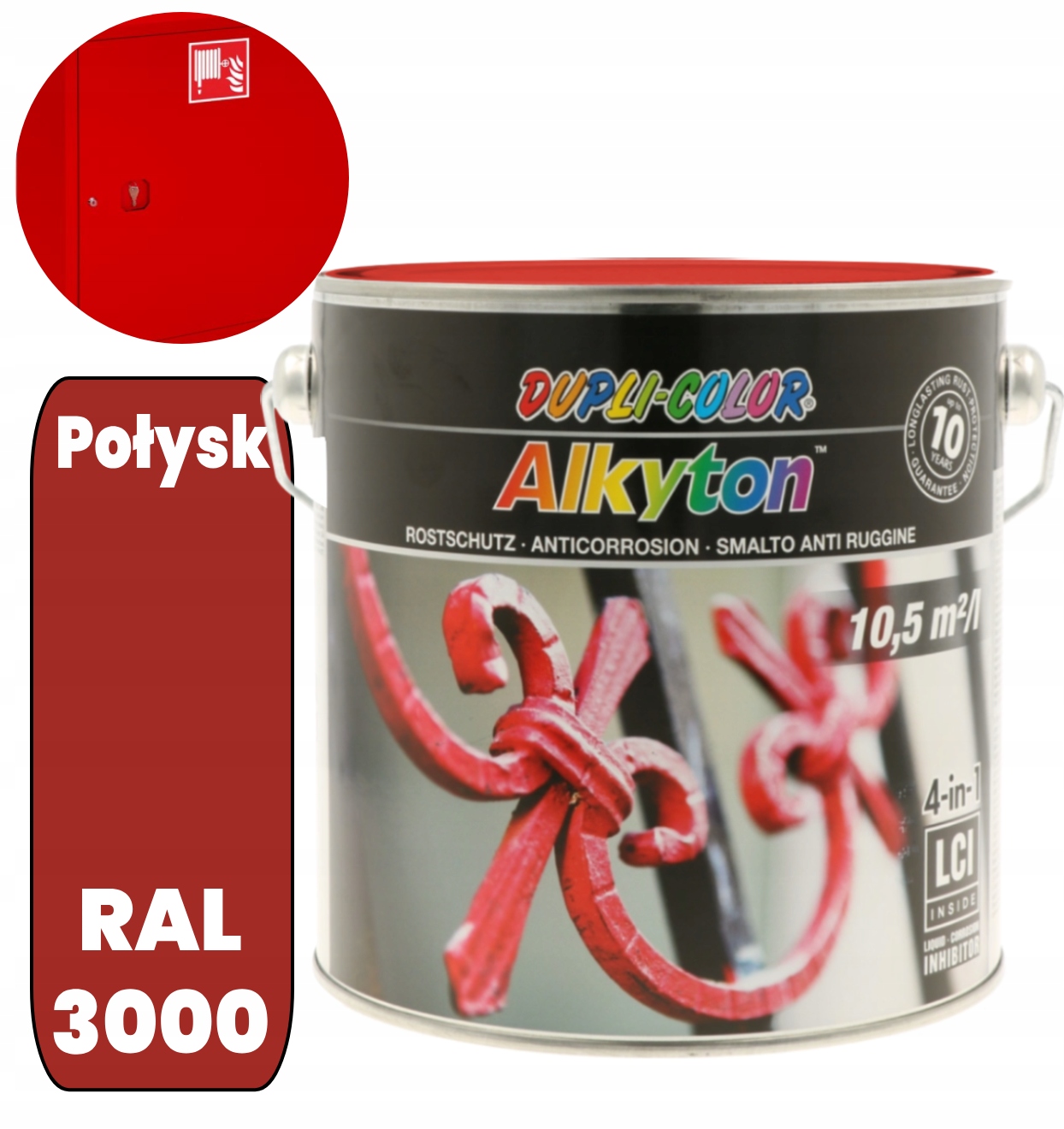 Ral 3000 Połysk Alkyton Farba Antykorozyjna Pod Pędzel Puszka 2,5L Na Rdzę
