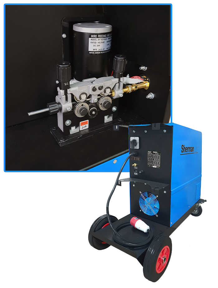 SPAWARKA migomat MIG MAG 250A Lutospawanie 2T 4T AC 36V SHERMAN 261M ZESTAW Wysokość 930 mm