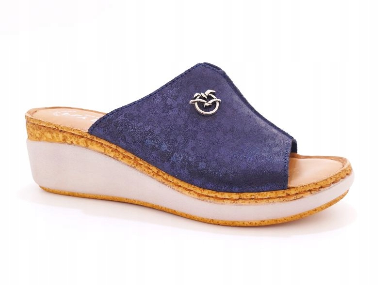 Dámské nazouváky kožené pantofle Fly Flot 36 H68 5G, modré, velikost 41