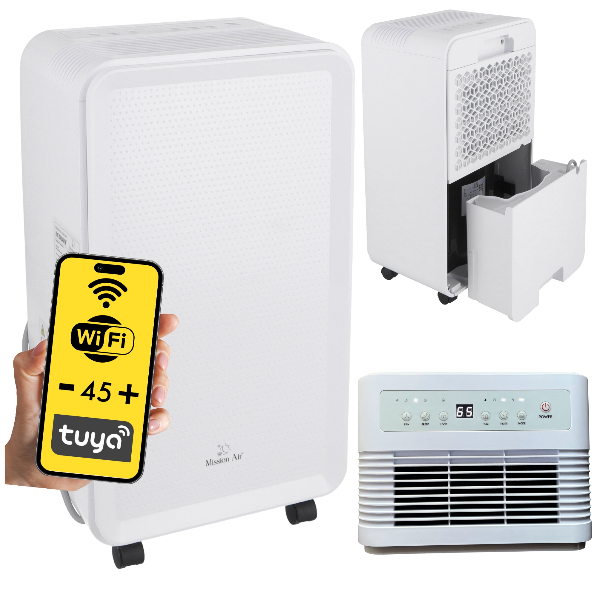 Odvlhčovač vzduchu domácí pohlcovač vlhkosti Mission Air Eco 16L/24h WiFi