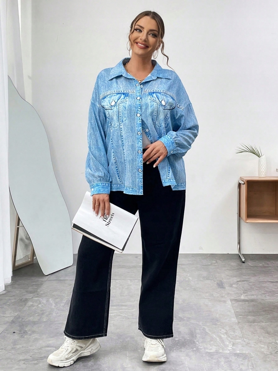 SHEIN KOSZULA Z NADRUKIEM JEANSU 3XL 864 Rozmiar 3XL