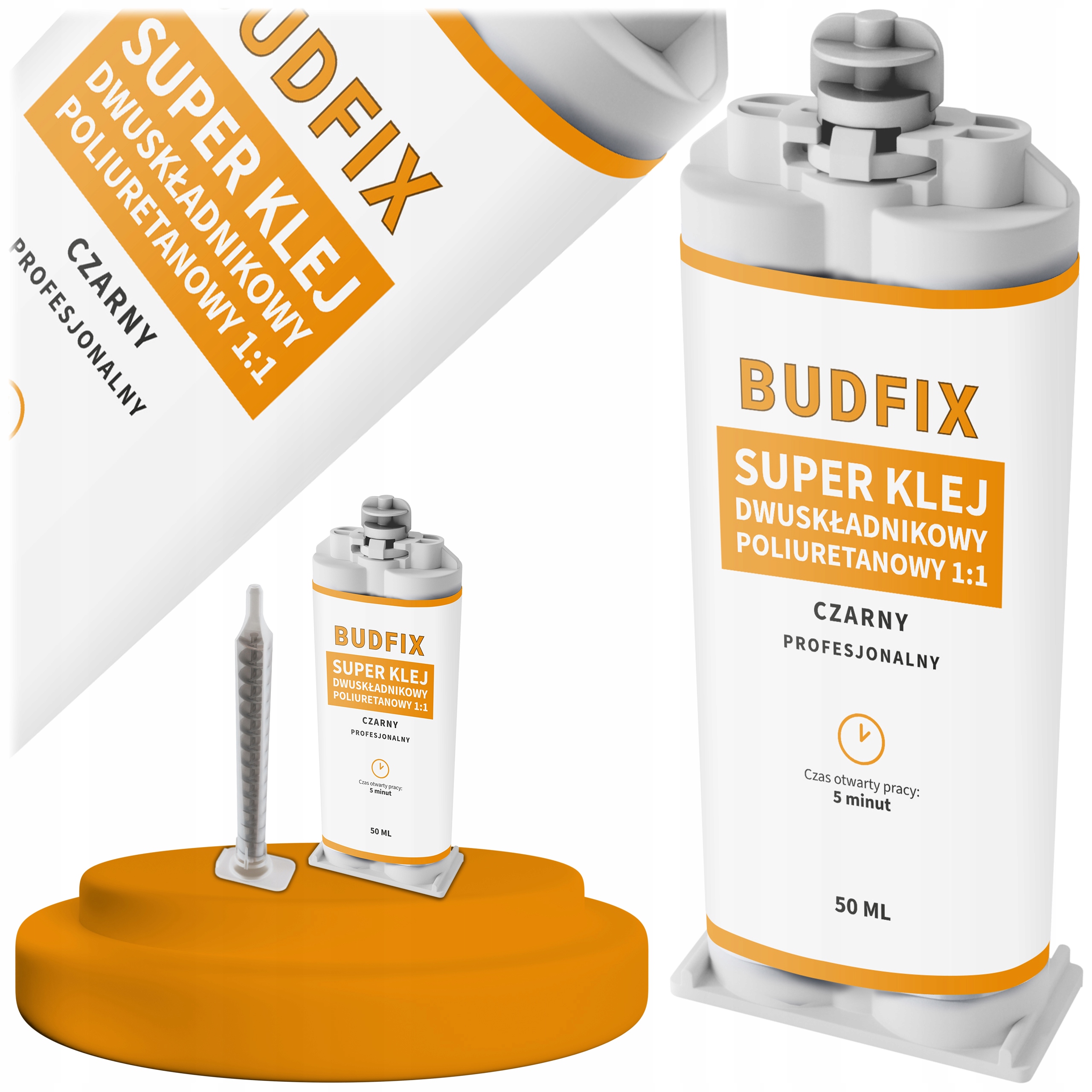 Klej Dwuskładnikowy Poliuretanowy Czarny do naprawy zderzaków tworzyw 50ml