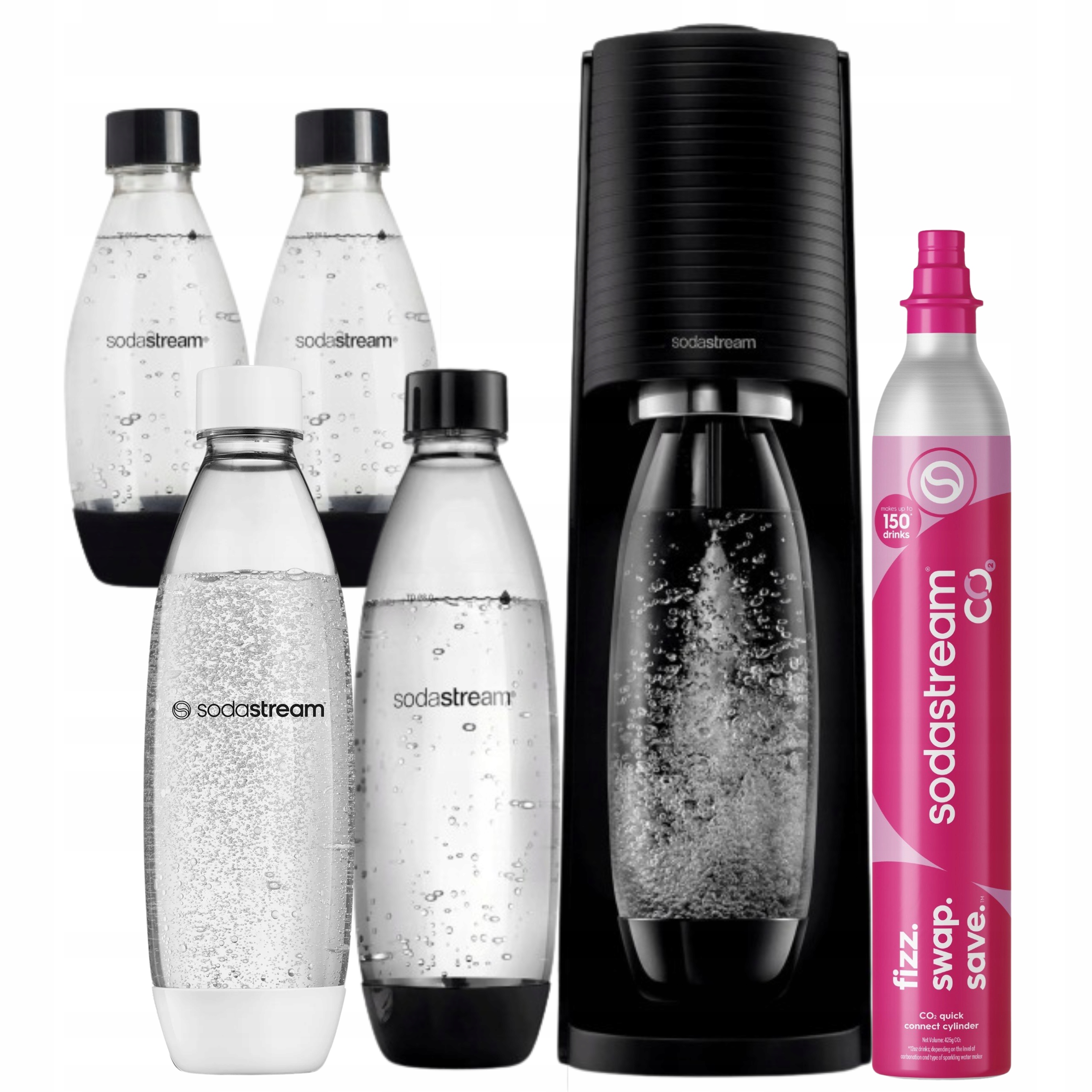 Saturátor SodaStream Terra čierny 4 fľaše (3x 1L+ 2x 0,5L) CO2)