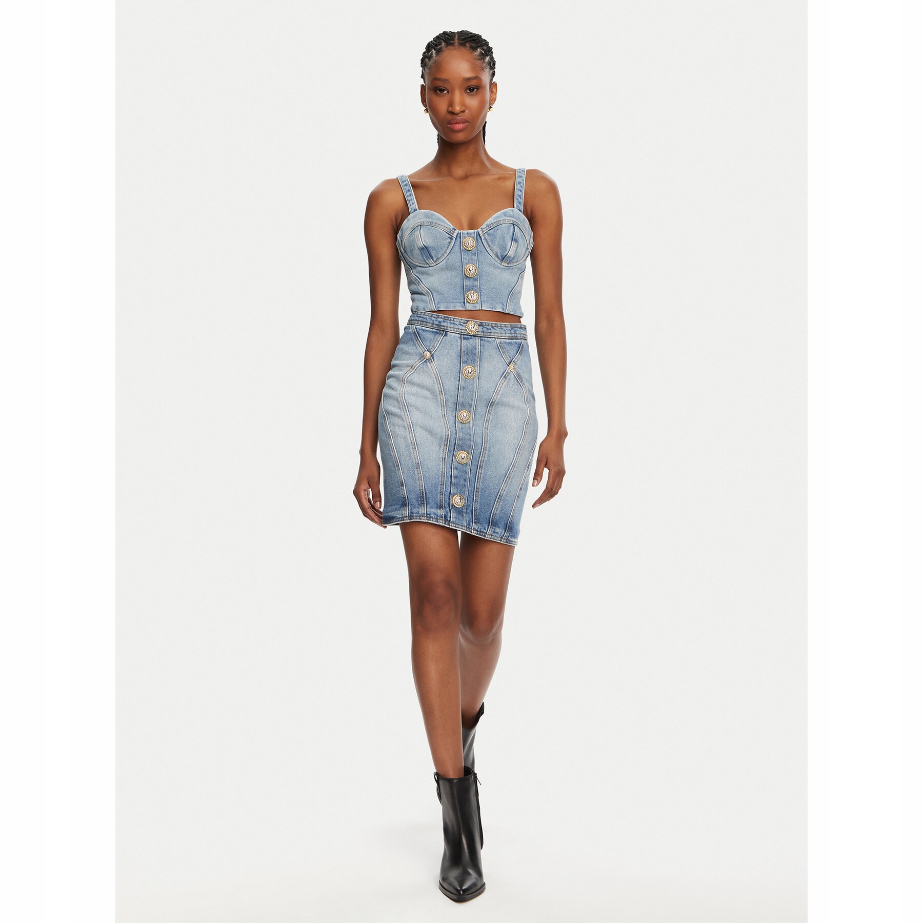 Balmain Damskie Spódnica jeansowa Niebieski DF1LBA22DE53