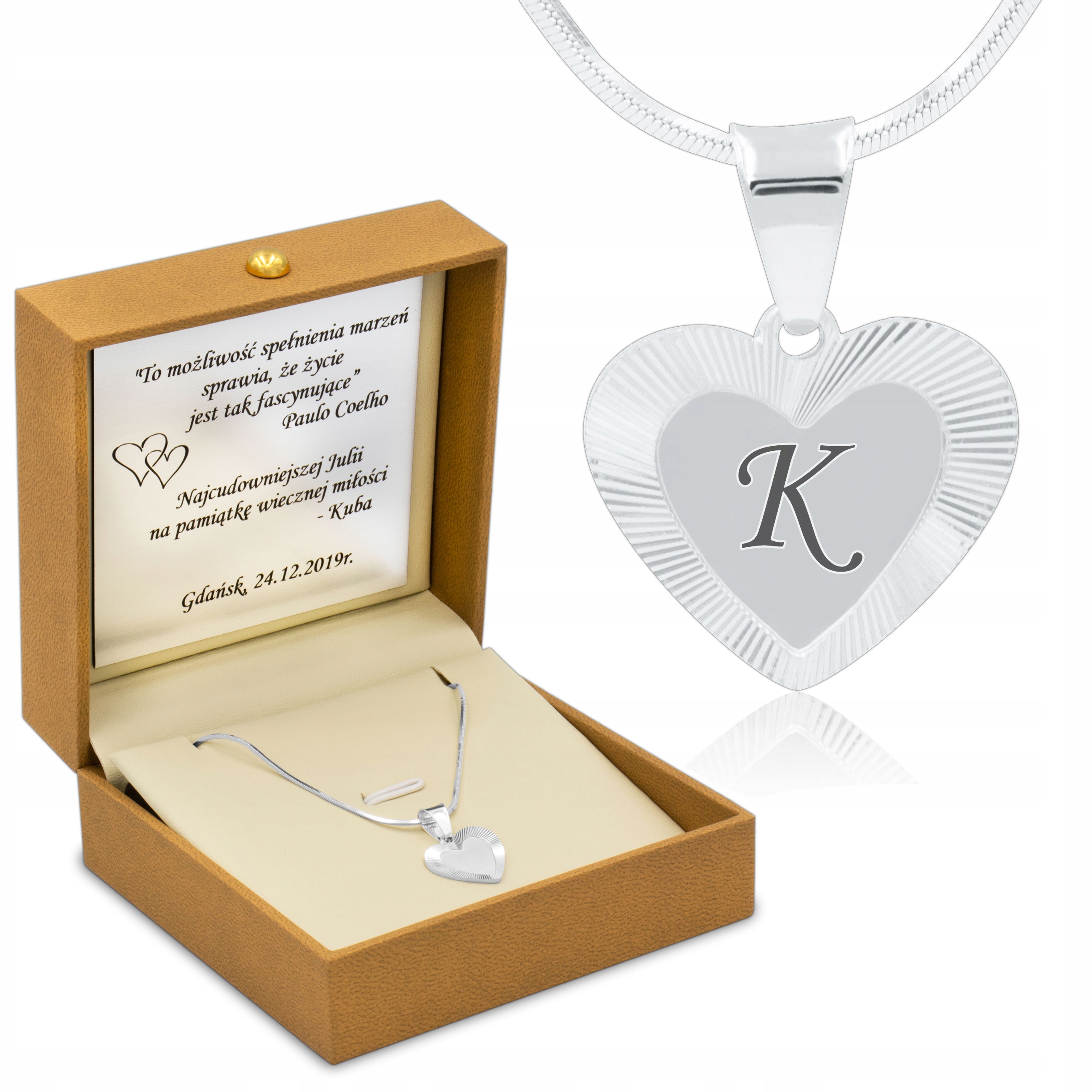 

Naszyjnik Srebrny Serce pr. 925 z Grawerem Prezent