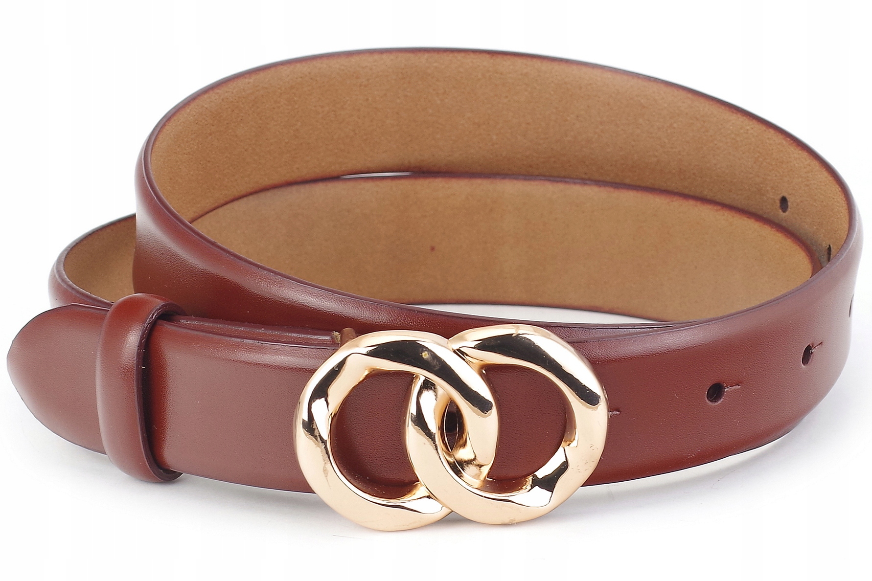 DAMSKI PASEK SKÓRZANY BRĄZ Złota Klamra roz.105 Kod producenta D3055