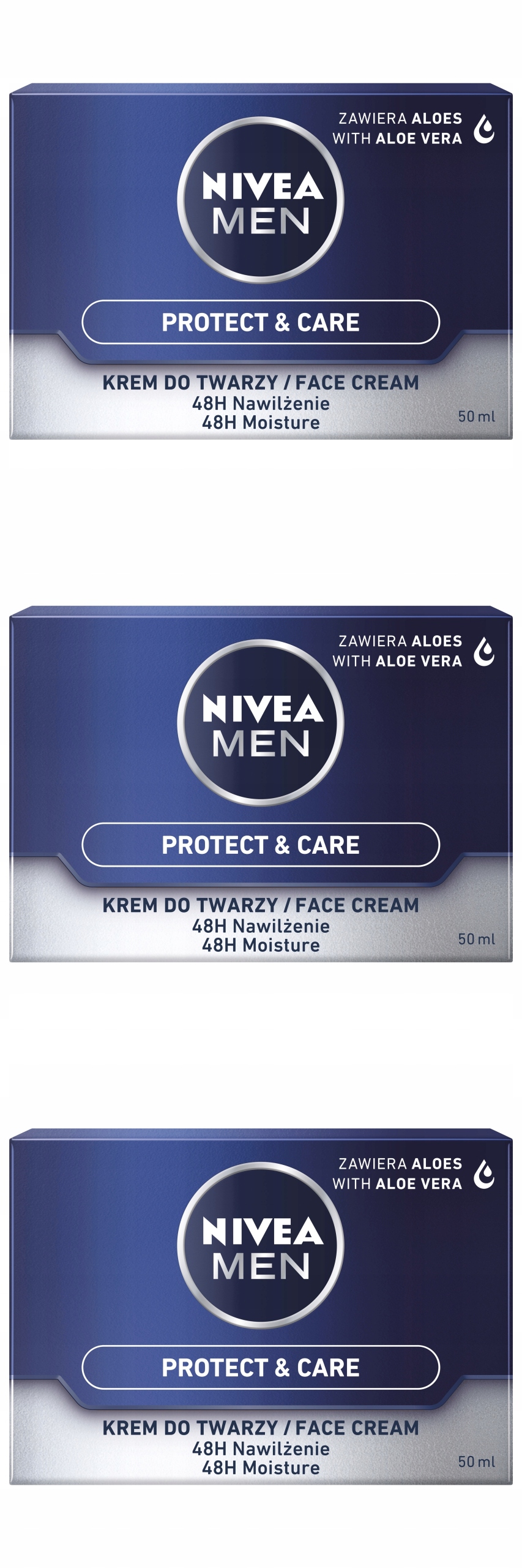 Nivea Men Intenzivně hydratační krém na obličej Protect Care, 50 ml, 3 ks
