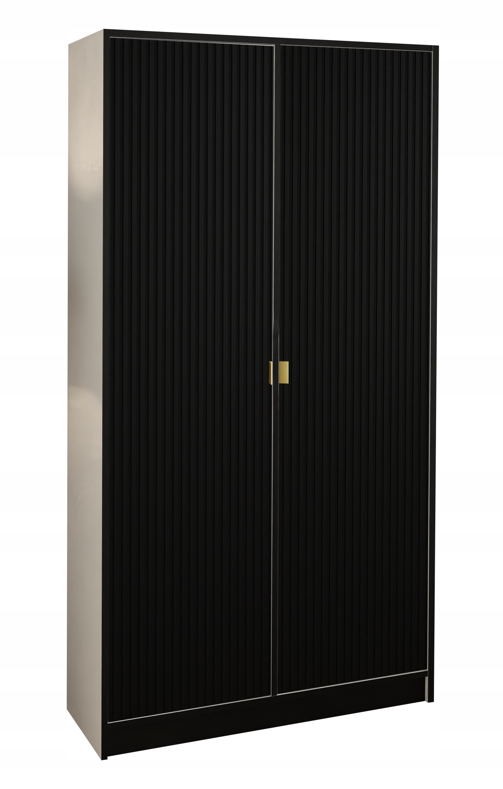 Skříň Lumi 105 2D Bílá černá Rýhovaná úchytka zlatá